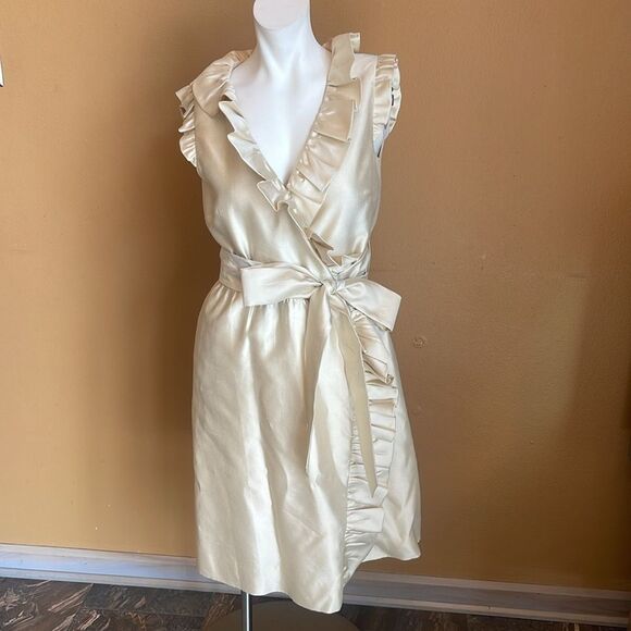 kate spade Wedding Belles Aubrey Wrap Ruffle Silk Dress 4 - Picture 2 of 16
